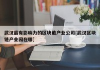 武汉最有影响力的区块链产业公司[武汉区块链产业园在哪]